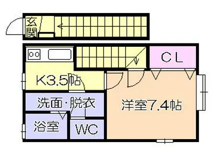 EXCEL VIEWⅡ(1K/2階)の間取り写真