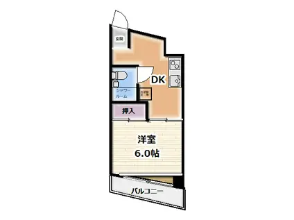 恩田ビル(1DK/3階)の間取り写真