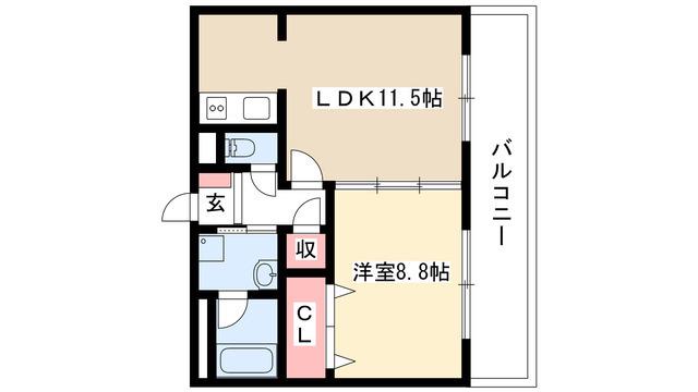 スプリング・ウェル(1LDK/1階)の間取り写真