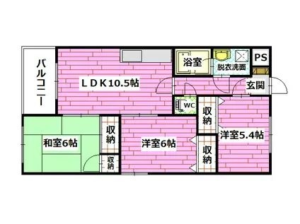 ファミリー香川(3LDK/2階)の間取り写真