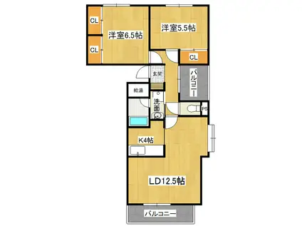 ヴィルフランシュ(2LDK/3階)の間取り写真