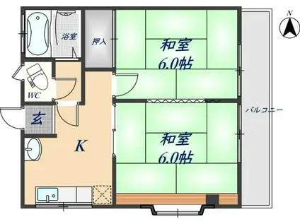 シャインハイツ(2K/3階)の間取り写真