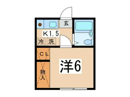 グランヴェール妙蓮寺B棟(1K/2階)の間取り写真