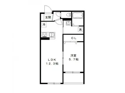 サンシャインみのり台(1LDK/1階)の間取り写真