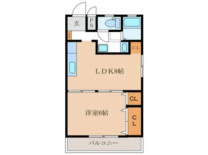 コーポ林(1LDK/1階)の間取り写真
