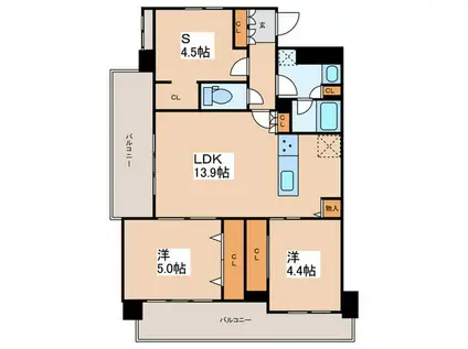 ダイアパレスグランデージ日本橋(2SLDK/7階)の間取り写真