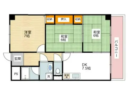 ラシーヌ南田辺(3DK/3階)の間取り写真