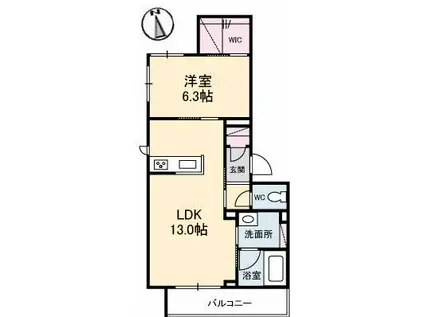 マグノリアカリーノII(1LDK/3階)の間取り写真