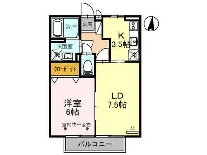 クレインC(1LDK/1階)の間取り写真