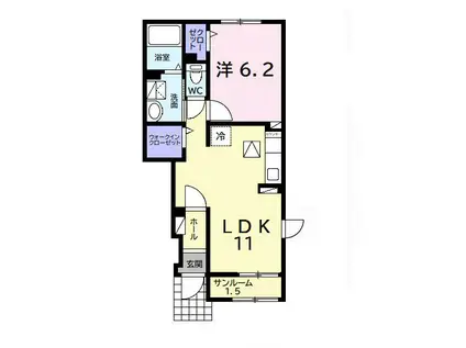 ルミエールA(1LDK/1階)の間取り写真