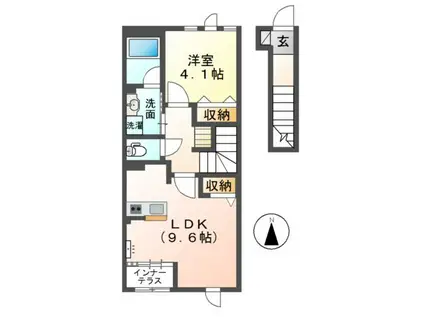 プランドール F(1LDK/2階)の間取り写真
