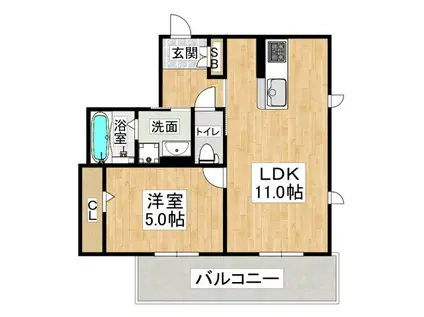 CREST垂水(1LDK/3階)の間取り写真