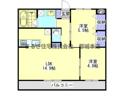 都原グランテラス(2LDK/1階)の間取り写真