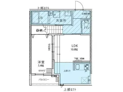 ALPHA立川(1LDK/1階)の間取り写真
