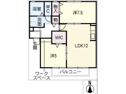 パークハイム A棟(2LDK/2階)の間取り写真