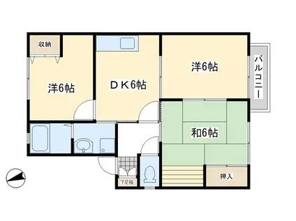 ソレアード星ヶ丘 II(3DK/2階)の間取り写真