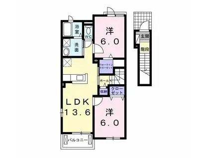 ボヌール・ロジュマン(2LDK/2階)の間取り写真