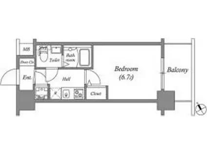 アドバンス新大阪ラシュレ(1K/11階)の間取り写真