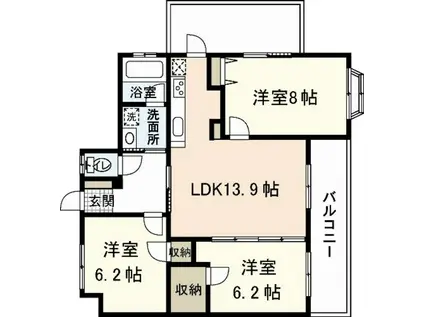 VILLAVERT(3LDK/3階)の間取り写真