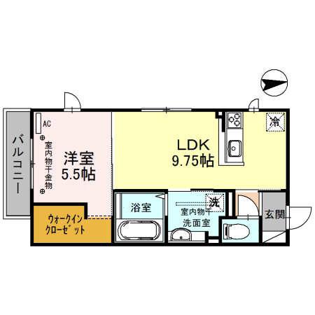 ジュネス三池(1LDK/2階)の間取り写真