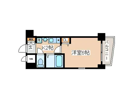 エステムコート神戸元町通(1K/3階)の間取り写真