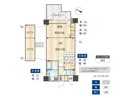 ズーム飯田橋(1LDK/1階)の間取り写真