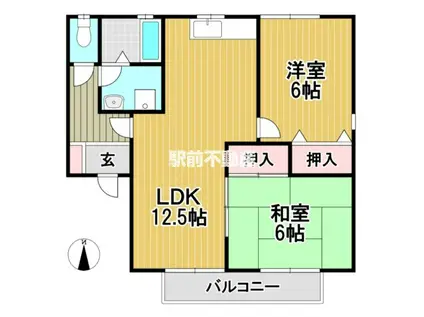 シャルムI(2LDK/2階)の間取り写真