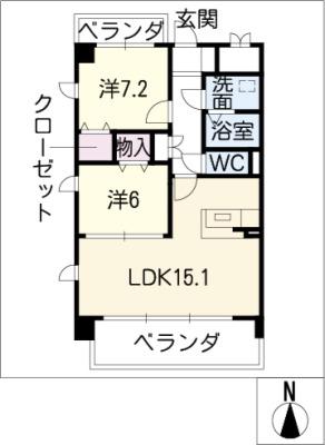 ボン・ナテュール(2LDK/2階)の間取り写真