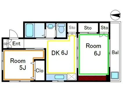 コーポ盛久(2DK/2階)の間取り写真