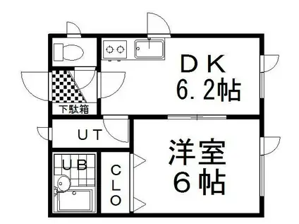 チェリー文苑(1DK/2階)の間取り写真