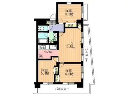 メルヴェーユ調布(3LDK/4階)の間取り写真