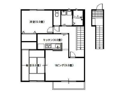 ヴィラさだいわ B(2LDK/2階)の間取り写真