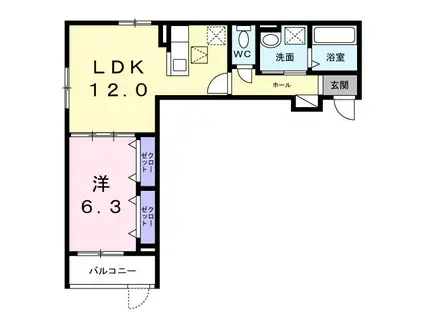 アビタ諸福(1LDK/1階)の間取り写真