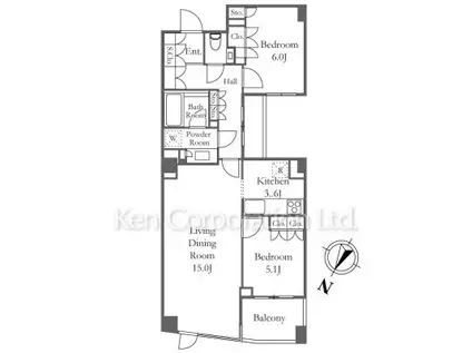 プラウド小石川(2LDK/1階)の間取り写真