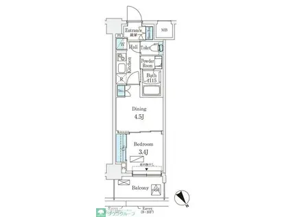 エル・セレーノ横浜(1DK/2階)の間取り写真