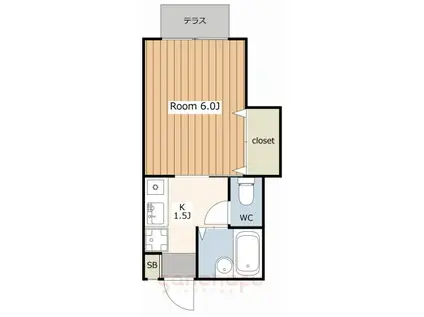 ユーハイムねぎし(1K/1階)の間取り写真