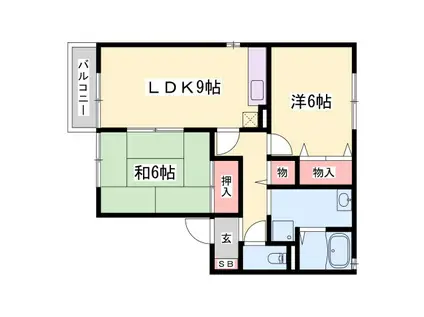 リバーコート(2DK/2階)の間取り写真