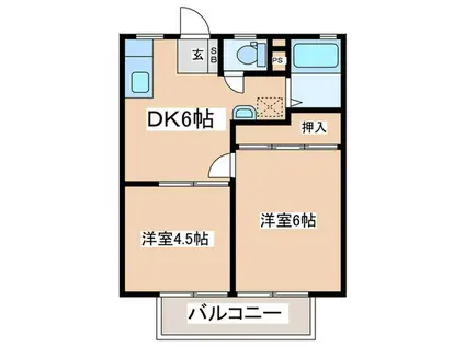 広栄アパ-トA(2DK/2階)の間取り写真