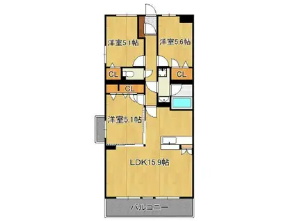 モアプラス日明エストラーダ(3LDK/2階)の間取り写真