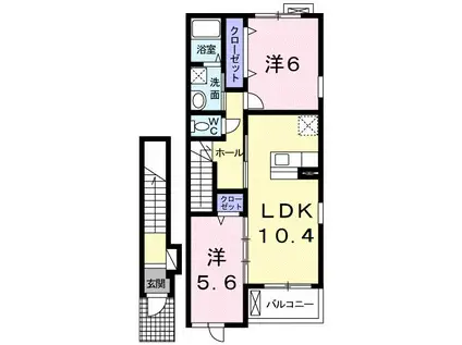 ルナフローラ・ウエスト 若松町(2LDK/2階)の間取り写真