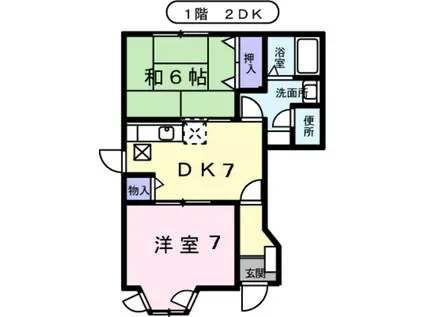 ハートフル(2DK/1階)の間取り写真