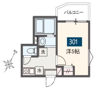 MELDIA小岩II(1K/3階)の間取り写真