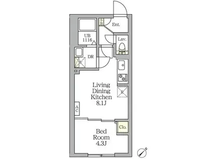 アグライア新宿横寺町(1LDK/2階)の間取り写真