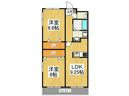 北野田大発マンション(2LDK/1階)の間取り写真