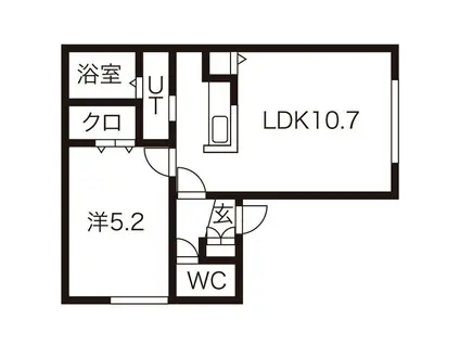 プールフィス(1LDK/1階)の間取り写真