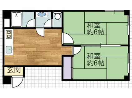 コーポリベラ(2DK/1階)の間取り写真