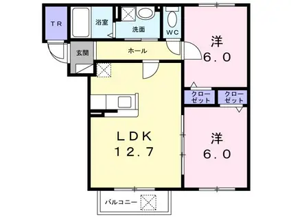 ウインレジデンス(2LDK/2階)の間取り写真