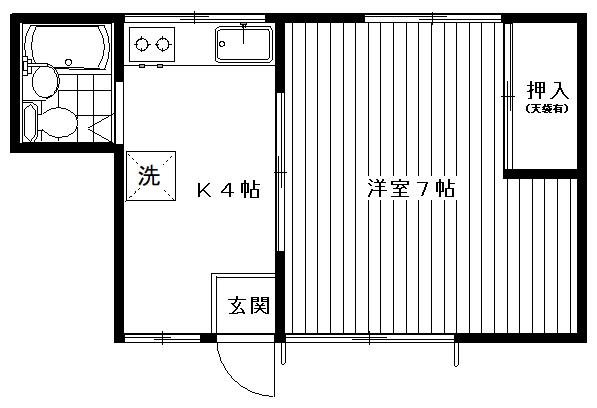 豊ハイツ(1K/2階)の間取り写真