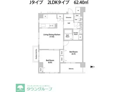 コーポレート連雀1号棟(2LDK/5階)の間取り写真