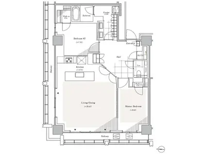 リビオレジデンス西麻布(2LDK/23階)の間取り写真